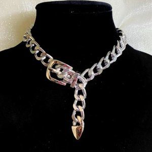 💖Show Off Some Style With A Silver Buckle Necklace. 18 Inches Long /N207